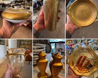Antique Haviland Limoges Gold pieces and other ornate gold pieces.
