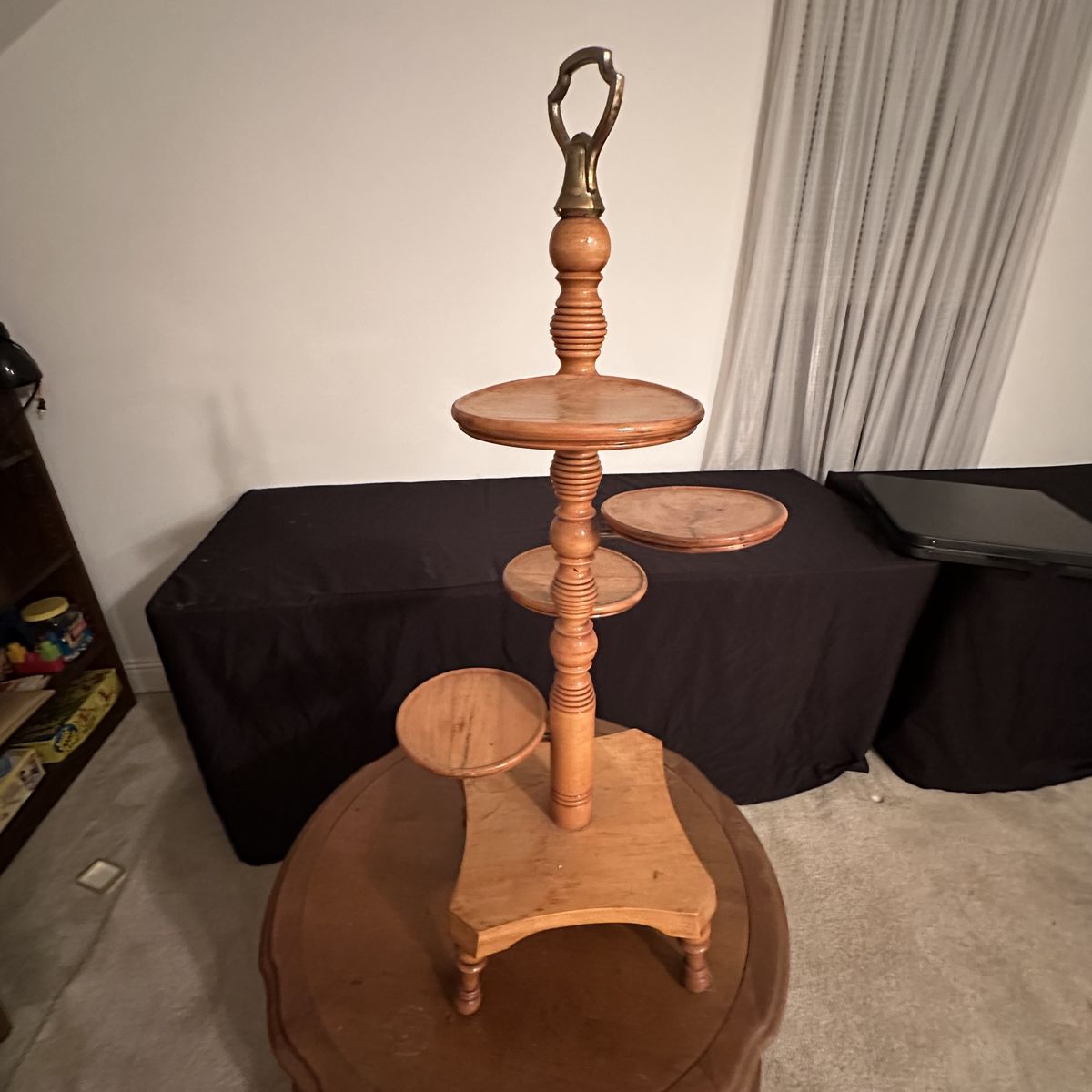 Vintage 1950s Butler Walnut Tiered Mid Century Modern Plant Stand