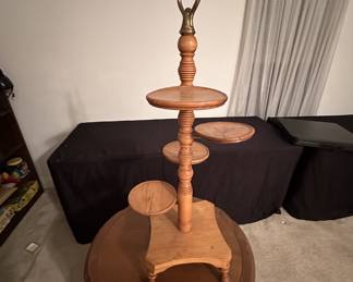 Vintage 1950s Butler Walnut Tiered Mid Century Modern Plant Stand