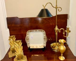 Brass Bouillote Table Lamp...Candle Socket and Tole Metal Shade