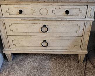 Wood grey nightstand (soft close) with power cord and USB port.