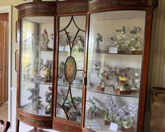 Curio with Royal Worcester collection