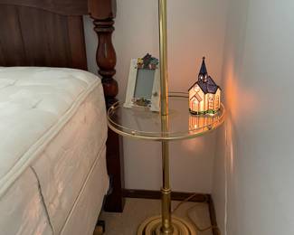 lamp table, love the lighted church