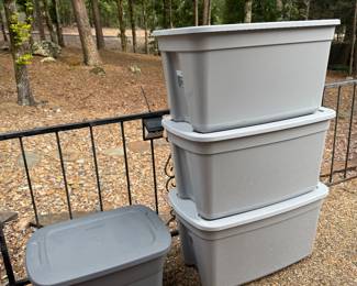 Large Plastic Containers. We have several and a variety of sizes.
