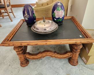 Cloisonne eggs $20 each and vintage coffee table $40 OBO (with matching end tables)