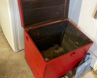cute red box, think Christmas & fireplace logs?