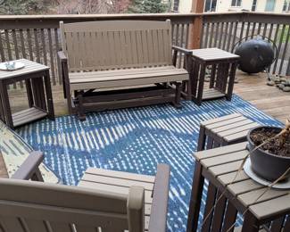 'By the yard' glider love seat chairs and side tables, custom