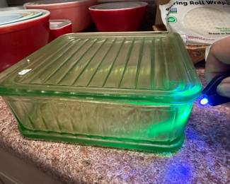 Uranium glass: uranium added for coloration and fluorescence