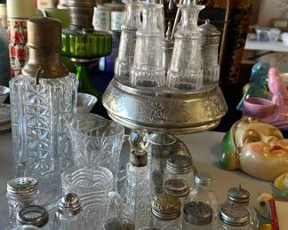 Vintage Cruet Set - perfect condition; Glass Salt & Pepper Shakers