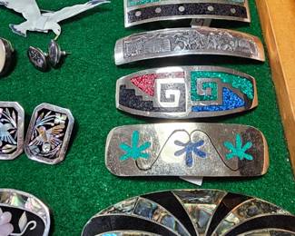 Native American Sterling Silver Hairclips