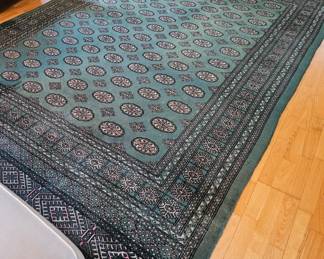 Large Green Bokhara Floor Rug