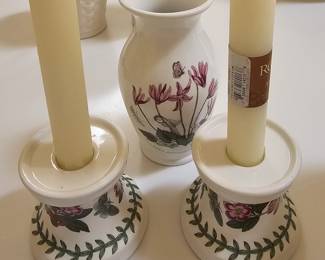 Portmeirion Candle sticks and Vase