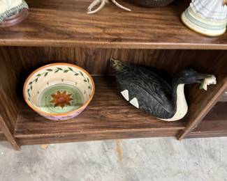 Julie Ingleman Vegetable Bowl - Wooden Loon Figurine