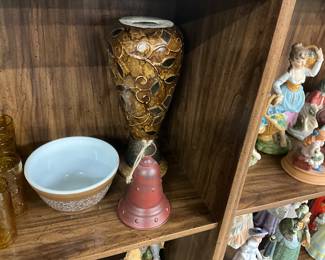 Pyrex Woodland Mixing Bowl - Rustic Red Shed Metal Bell - Tall Porcelain Vase