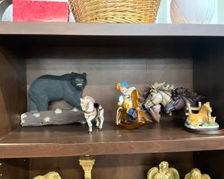 Bear & Horse Head Wall Hangings - Carousel Horse - Wooden Horse & Clown Figure - Homco Horse Colt & Squirrel Figurine