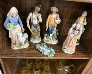 Homco Porcelain Bisque Figurines - Victorian Man & Woman Figurine - Thermometer