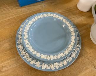 Wedgwood Cream on Blue Queensware Plates