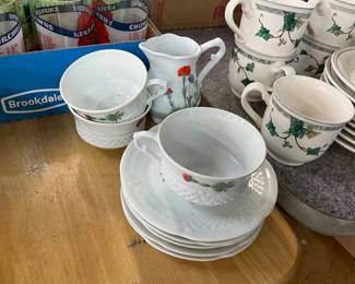 Louis Lourioux Wildflower Cups & Saucers & Creamer