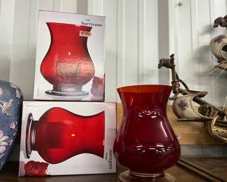 Partylite Ruby Red Hurricane Candle Holders