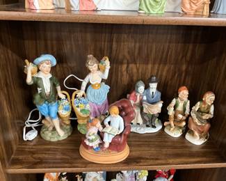 Porcelain Boy & Girl Table lamps - Avon Night Before Christmas Figurine - Lefton Man & Woman Figurines
