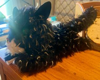 Vintage 1960s black/white shag blue eyed cat