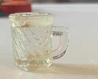 Antique Miniature crackle swirl glass mug