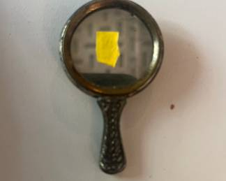 Antique Miniature silver plate hand mirror