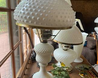 Vintage Milk Glass Hobnail Lamp