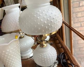Vintage Milk Glass Hobnail Lamp