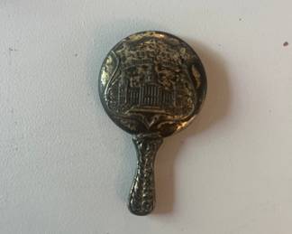Antique Miniature silver plate hand mirror