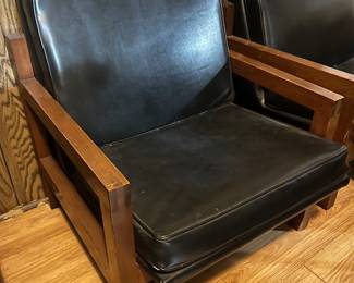 Pair of MCM Black Vinyl Arm Chairs- great condition!