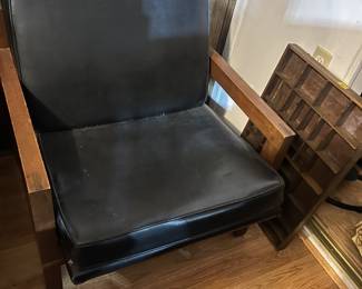 Pair of MCM Black Vinyl Arm Chairs- great condition!