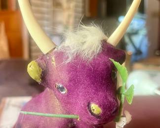 Vintage 1950’s Priscilla Purple Cow Felt Nodder Bobblehead