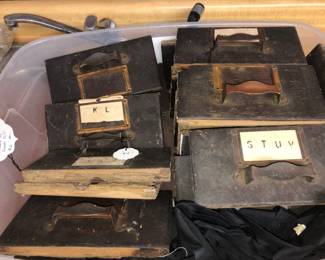 Oak file drawers with copper trim