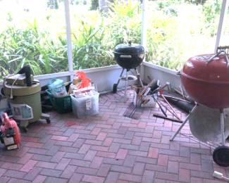  BBQ grill & accessories, yard tools