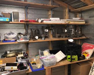 Several antique meat grinders