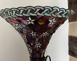 Stained glass tall torcher lamp