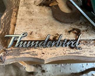Early thunderbird metal car decal