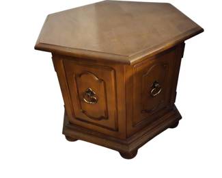 Hexagon End Table with Bottom Cabinet