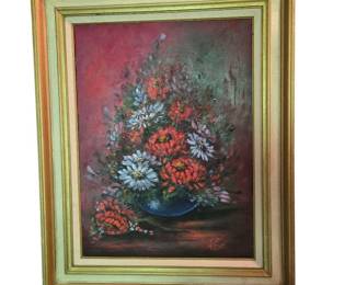 Framed Floral Still Life Painting