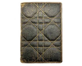 Christian Dior Quilted Canvas & Gold Leather Bifold Wallet with ID Window; Pre-Owned