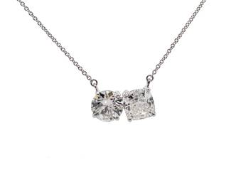 NEW! 2.40 Carat Diamond Toi et Moi Station Necklace in 14k White Gold