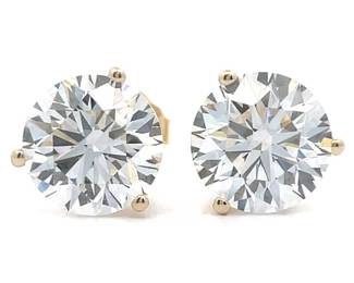 NEW! 4 Carat Diamond Solitaire Stud Earrings in 14k Yellow Gold