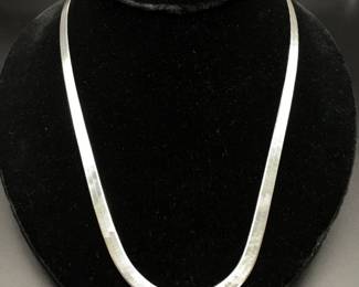 Timeless Sterling Silver Herringbone Necklace – 5.5mm Width, 26” Length