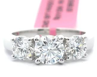 NEW! 2 Carat Diamond Three-Stone Past, Present, Future Ring in 14k White Gold