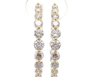 NEW! Classic 2 Carat Diamond Inside-Out Infinity Round Hoop Earrings in 14k Yellow Gold