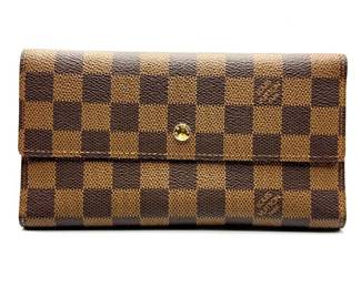 Louis Vuitton Damier Ebene Portefeuille Sarah Wallet with Gold Snap Closure; Pre-Owned