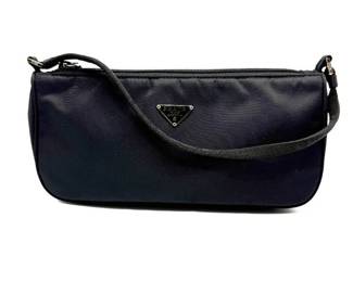 Prada Black Tessuto Nylon Mini Shoulder Bag with Silver Hardware; Pre-Owned