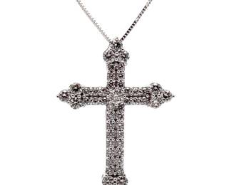 NEW! Vintage Style 2 Carat Pavé Diamond Celtic Cross Pendant in White Gold