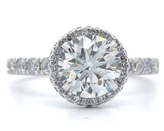 NEW! 2.91 Carat Diamond Pavé Halo Ring in 14k White Gold